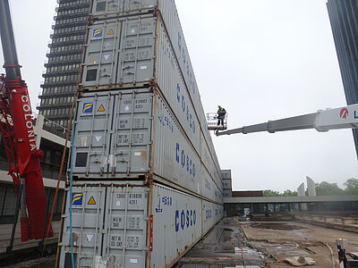 Seecontainer zur Lärmminderungen auf Baustellen