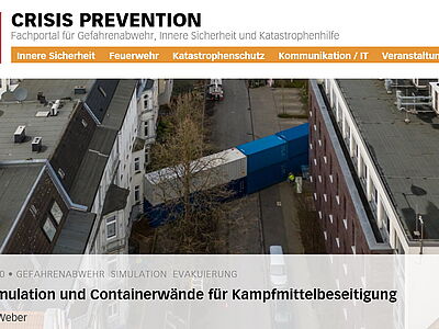 Fachportal Crisis Prevention zum Thema Splitterschutz und Containerwand