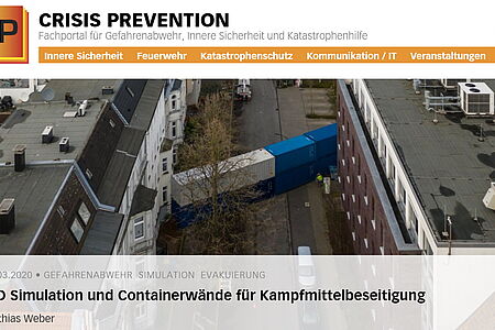 Fachportal Crisis Prevention zum Thema Splitterschutz und Containerwand