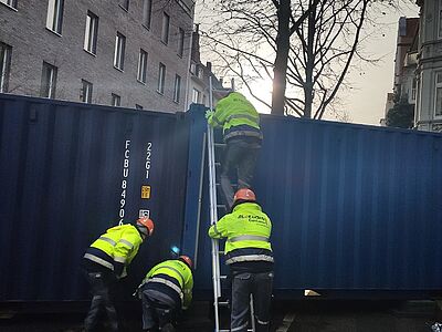 Aufbau einer Containerwand zum mindern der Druckwelle